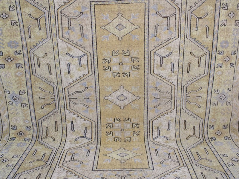 Vintage Turkish Area Rug 6.5x9.2 ft | Handmade Wool Beige Rug | 200x281 cm gallery