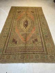 Oriental Hand-Knotted Wool Gallery Size Turkish Oushak Beige/Green 6′ x 9’10”