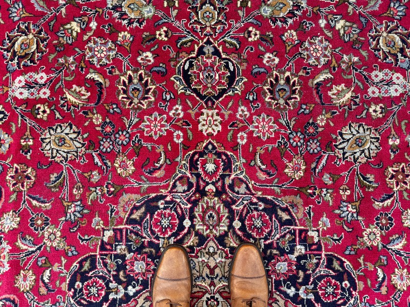 FINE ANTIQUE ORIENTAL RUG 10x13 HAND-KNOTTED red navy purple pink blue 9x12 10x4 gallery