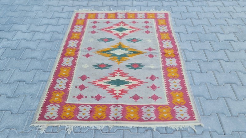 monastery kilim, Antique kilim 4x5, geo rug, colorful kilim, kilim rug gallery
