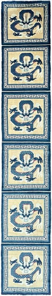 2x13 Antique Chinese Handmade Runner Rug Dragon Design Narrow Runner 64x 391cm