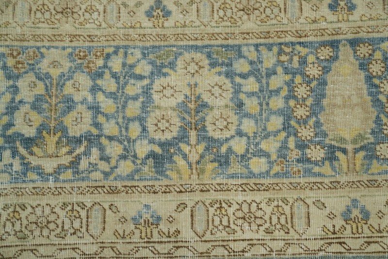 Antique Blue Floral Area Rug Living Room Handmade Classic Decorative Rug 10x13 gallery
