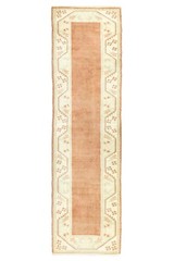 Vintage Turkish Oushak Runner Rug 2.6×9.8 ft Apricot Ivory – Kitchen Decor Style