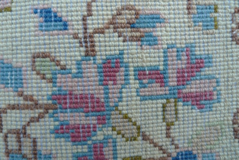 Vintage 1970s small hand knotted Rug Blue Pink 2x2.9 feet gallery