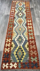 Handmade Kilim Runner wool natural colours Afghan Traditional 306cmx84cm