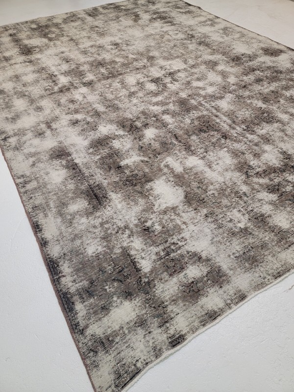 Antique Oriental Hand-Knotted Wool Area Rug Distressed Charcoal 9'6" x 12'10" gallery