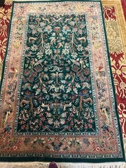 Rug 7.8×4.7 Feet Authentic Oriental Carpet Wool Silk Animal Motifs Handmade