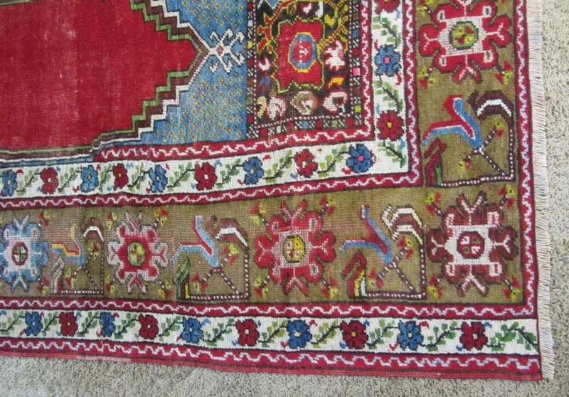 Beautiful Turkish Anatolia Prayer Rug Semi-Antique 41" x 58" Hand-Made Wool VG gallery