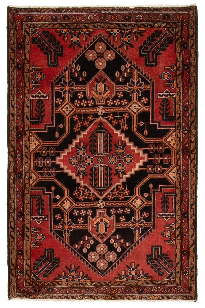Vintage 3'7" x 5'7" Traditional Hand Knotted Vegetable Dye Wool Area Rug