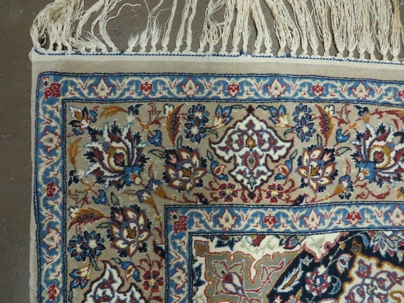 Per'sian Rug 3x6, Fine 650 KPSI, Hand Knotted, Ivory, Kork Wool on Silk gallery