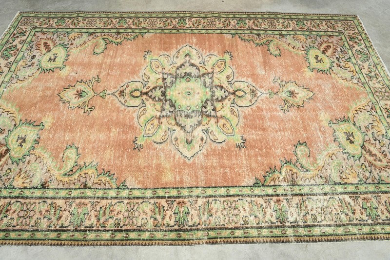 5x9 Turkish Antique Rug Anatolian Hand-Knotted Vintage Oushak Large Carpet,158 gallery