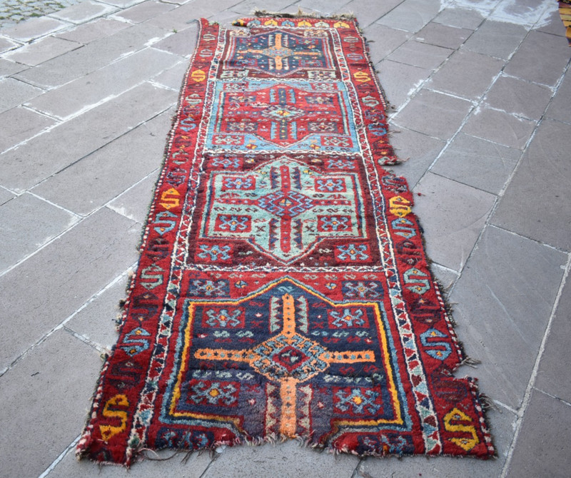 Antique Turkish Rug 39'' x 120'' Collectors Item Fragment Rug Sarkisla Wall Rug gallery