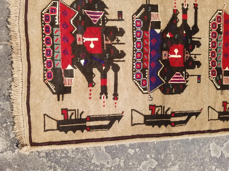 Vintage Traditional Handmade Afghan Rare War Wool Multicolor Kilim Rug 54x37 in gallery