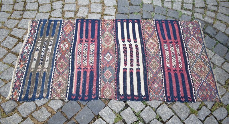 Fabulous Antique Turkish Rug 30'' x 59'' Collectors Item Malatya Cicim Wool Rug gallery