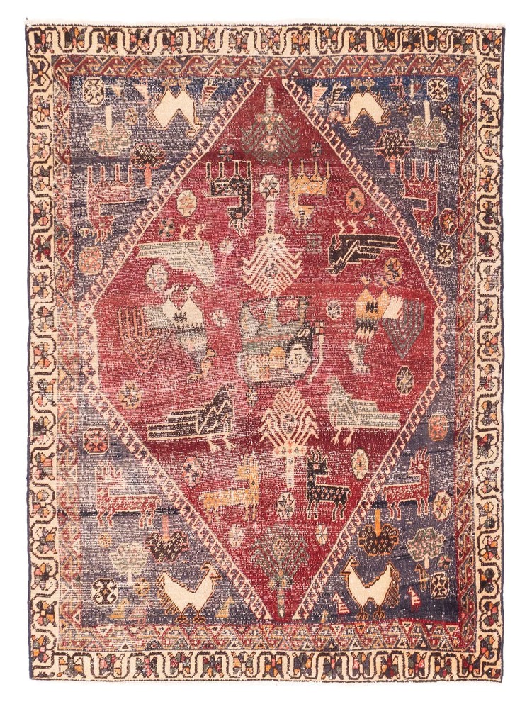 Vintage Traditional Hand-Knotted Area Rug 4'7" x 6'4" Oriental Wool Carpet