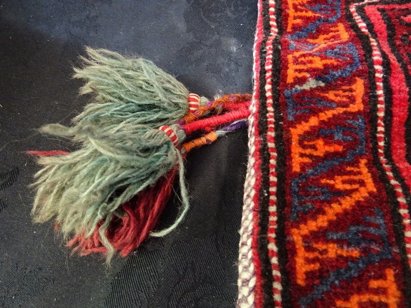 Vintage Hand Knotted Traditional Tribal Afghan Wool Rug Saddle Bags 138''x16'' gallery