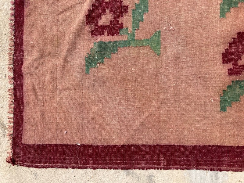 Vintage Traditional Handmade Lovely Romanian Kilim Floor Rug Carpet 201x152 cm gallery