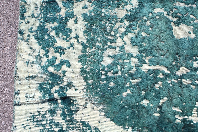 Restored Antique Dyed Turkish 5' 7" x 7' 7" Teal Handmade Area Rug gallery
