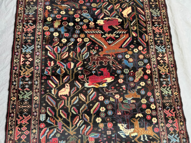 4x7 Vintage Afghan Hand-Knotted Pictorial Rug Animal & Tree Of Life Oriental Rug gallery