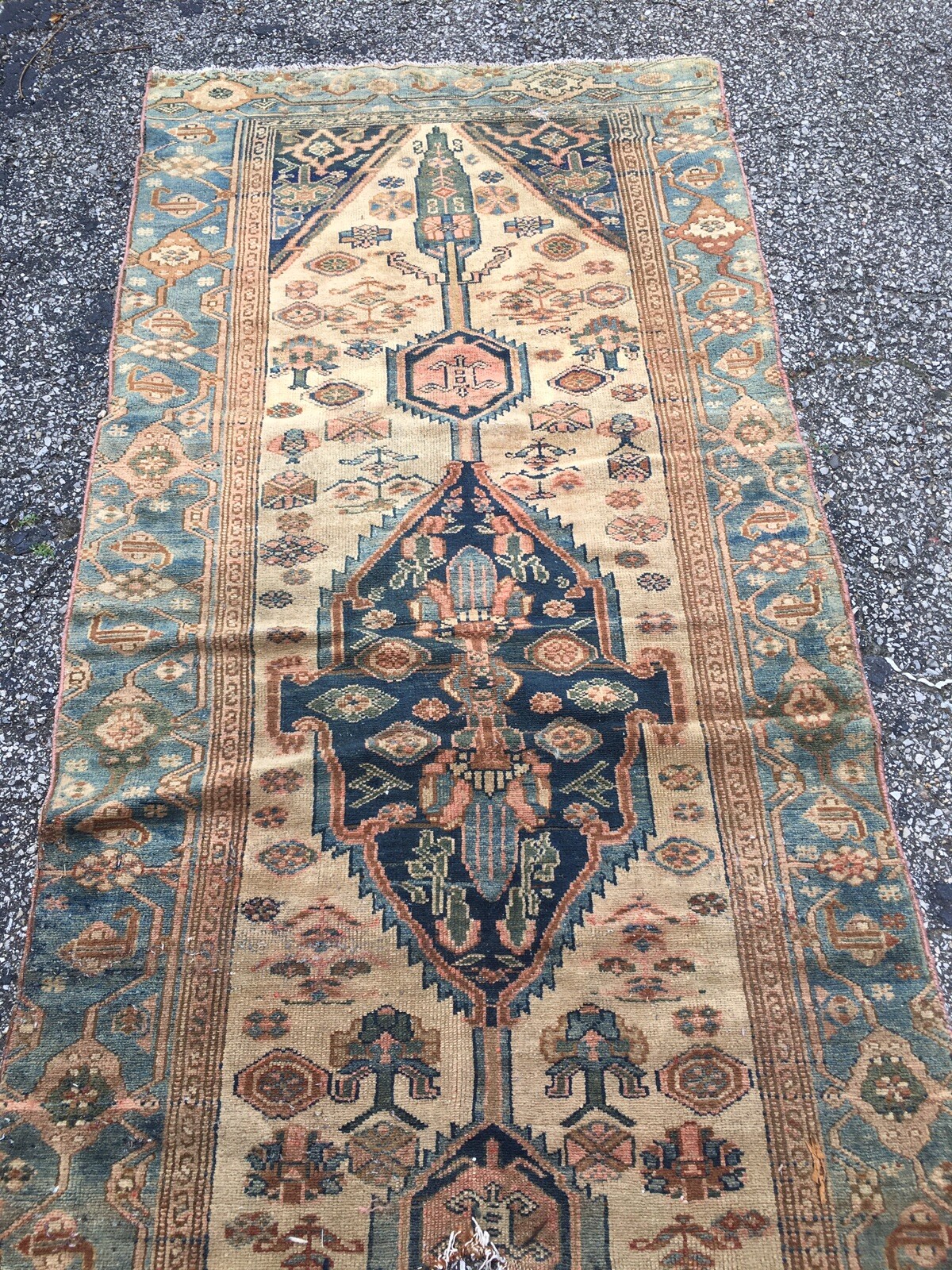 Antique Oriental Rug - 3x16 handmade - wool gallery