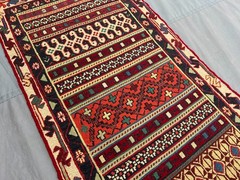 2x 6.5 ft Stunning Vintage Raro Sirjandi Sumak Embroidered Natural Vegetable Dye