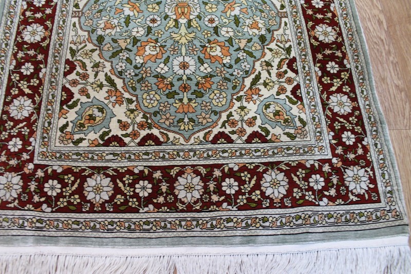 One of a Kind Master Piece Turkish Hereke silk rug signed by the maker 100 x 64c gallery
