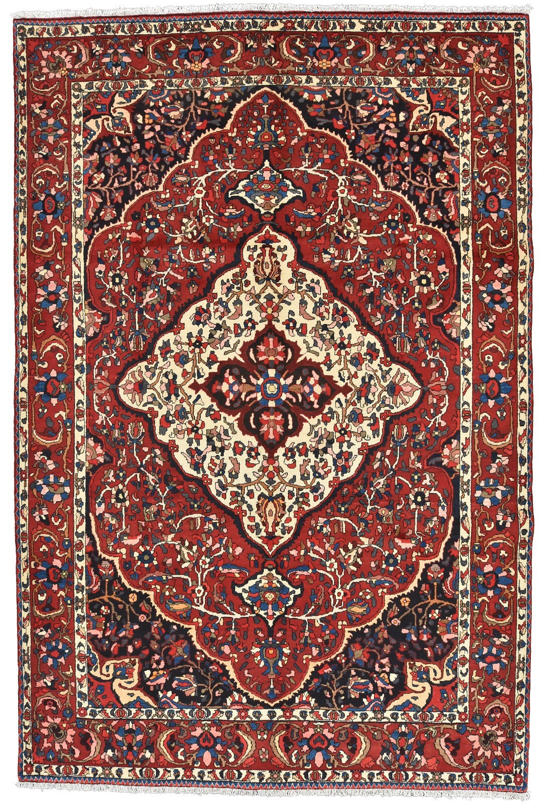 Bakhtiari Rug 6'11'' x 10'5'' Red Wool Semi-Antique Hand-Knotted Oriental Carpet gallery