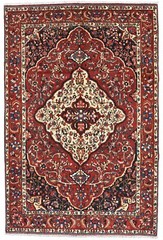 Bakhtiari Rug 6’11” x 10’5” Red Wool Semi-Antique Hand-Knotted Oriental Carpet