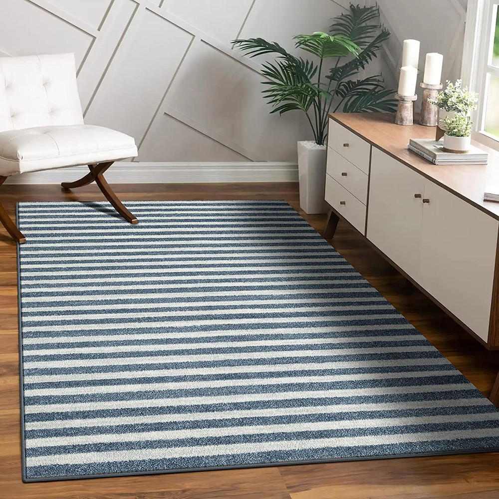 Moroccan Area Rugs Blue Striped Modern Living Room Carpet Quality Large Carpet