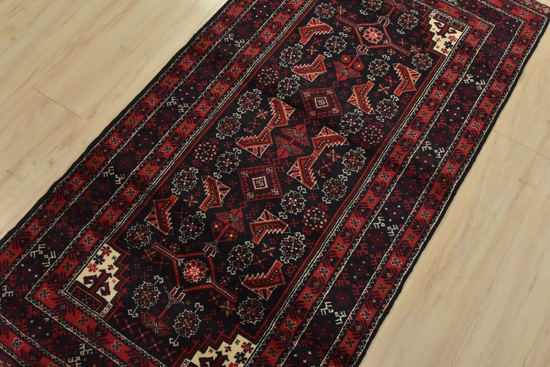 Baloch Rug 2’10” x 5’7” Blue Wool Vintage Tribal Hand-Knotted Oriental Carpet gallery