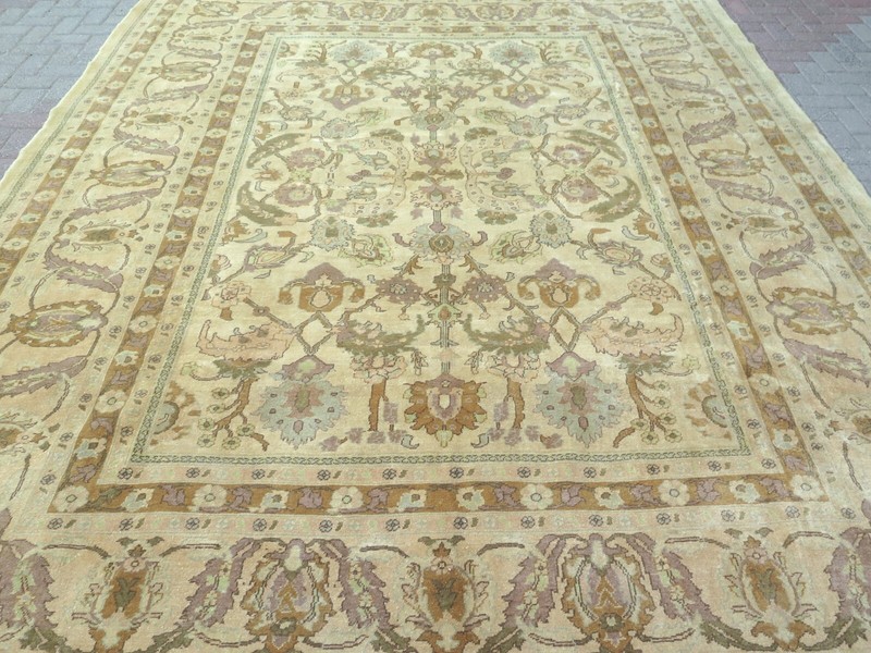 Turkish Large Rug, Handmade Floor Oushak Carpet, Modern Teppiche Tapi 109"x139" gallery