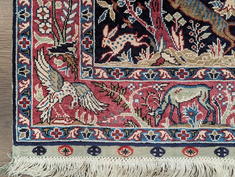 Small Silk Tree of Life Rug, Navy Blue, Animal Pictorials gallery