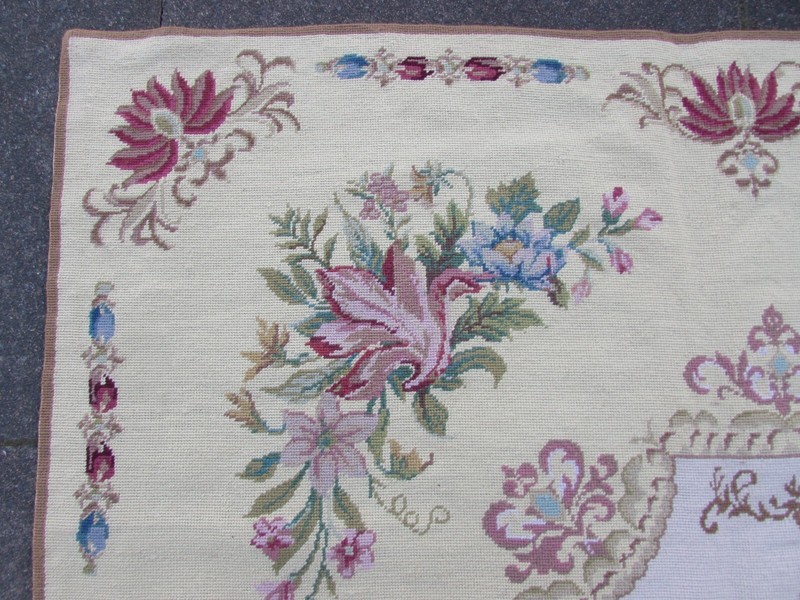 Fine Vintage Hand Made French Design Wool White Needlepoint Aubusson 296X245cm gallery