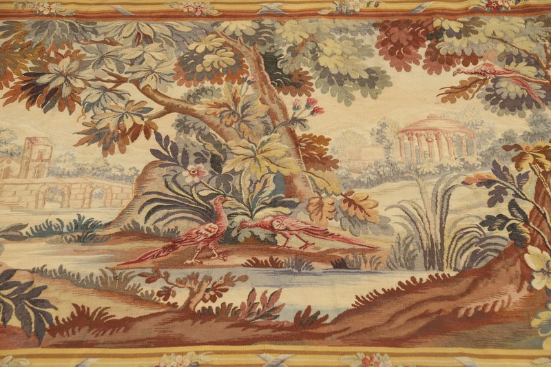 Vegetable Dye Antique Tapestries Rug Franch Hand-woven Wallhanging Kilim Rug 4x6 gallery