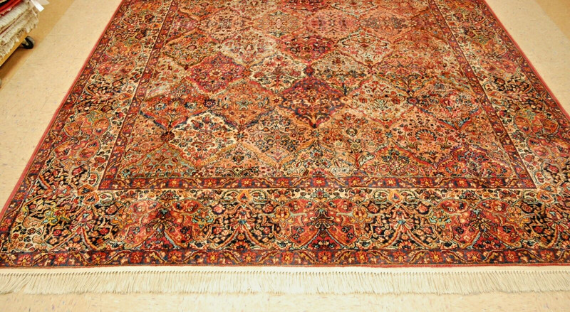 VINTAGE AUTHENTIC KARASTAN KIRMAN MULTI_COLOR PANEL PATTERN #717 RUG 8.8 X12 gallery