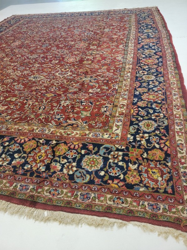 Antique Oriental Hand-Knotted Wool Area Rug Red/Navy Blue/Green/Blue 11'10" x 15 gallery