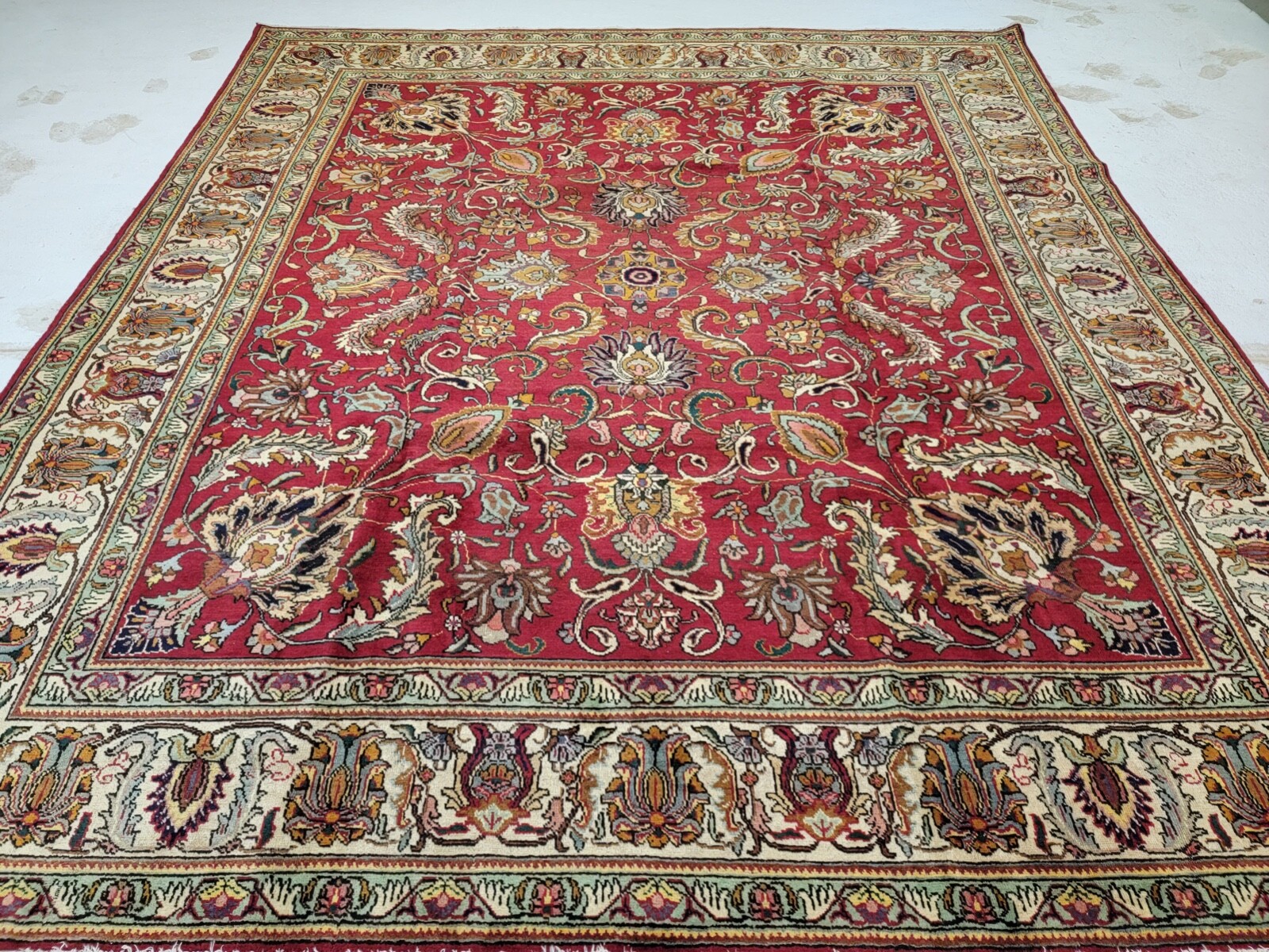 Antique Oriental Hand-Knotted Wool Area Rug Red/Beige Hi, 9'10" x 11'2" gallery