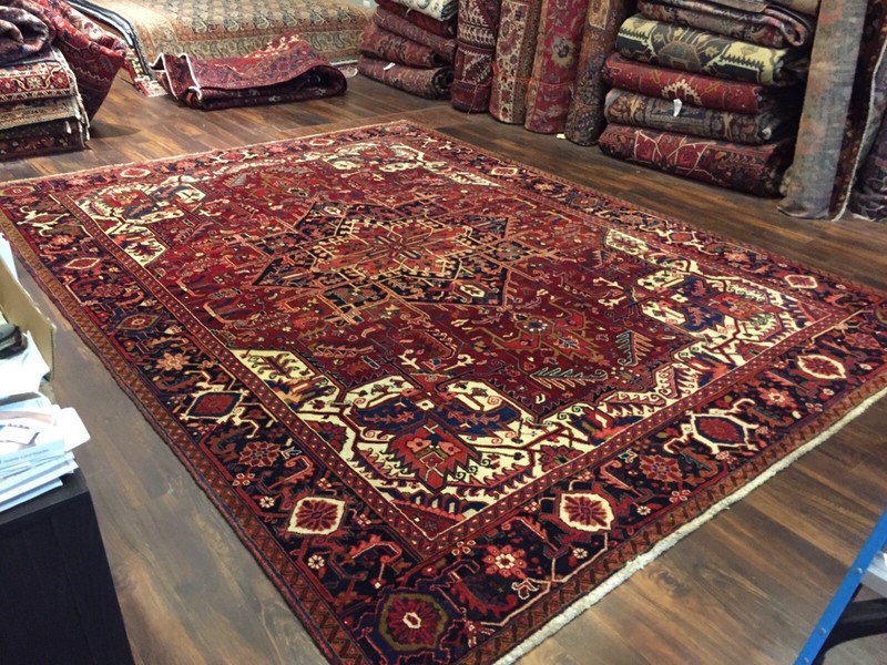 Sale Genuine Hand Knotted Heriz Serapi Area Rug Geometric Carpet 9’5”x12’9,#2868 gallery