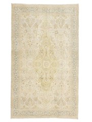 Vintage Turkish Oriental Large Area Rug 6.3×10.4 ft Hand Knotted Oushak Carpet