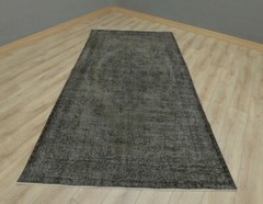Vintage Handwoven Gray Carpet Anatolian Traditional Distressed Area Rug 5×9 ft