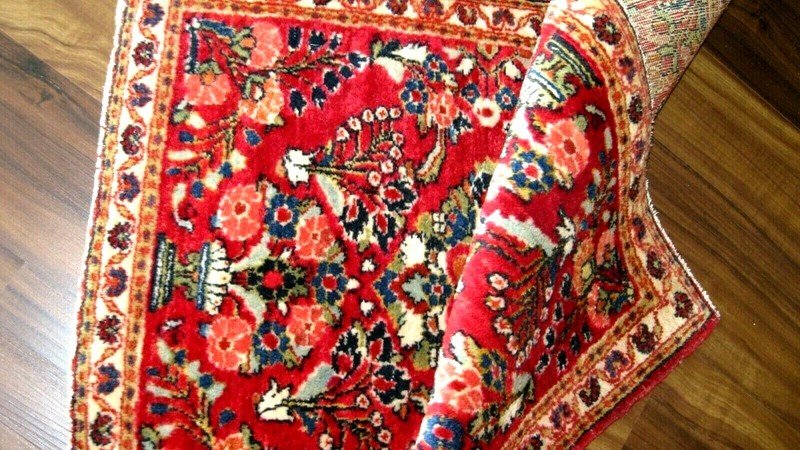 AMAZING ANTIQUE 1920 SMALL FULL PILE RUG WITH GREAT COLORS EXCEPTIONAL gallery