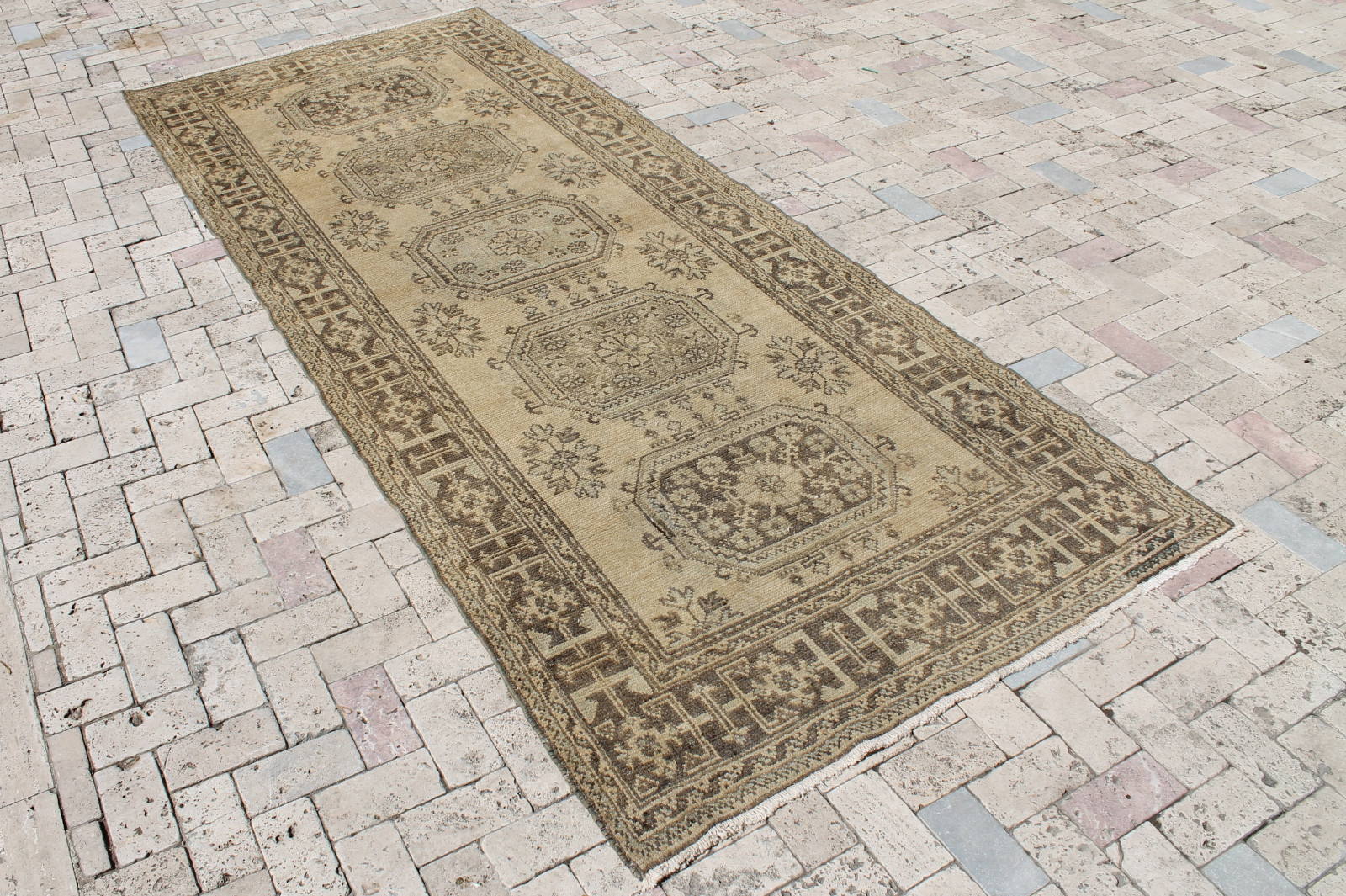 Turkish Rug 55''x148'' Vintage Oushak Mutedcolor Runner Corridor Carpet Hallway gallery