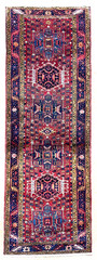 Vintage Karajeh Tribal Runner Rug 3×10 Hand Knotted Wool Red Geometric Oriental