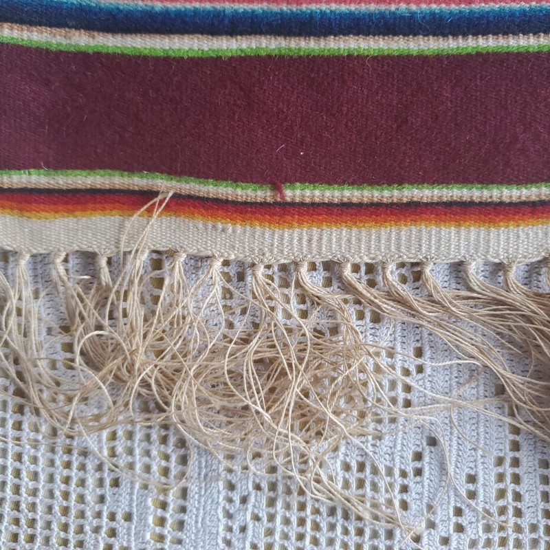Antique Small Size Hand Woven Patterned Serape Rug #9 gallery