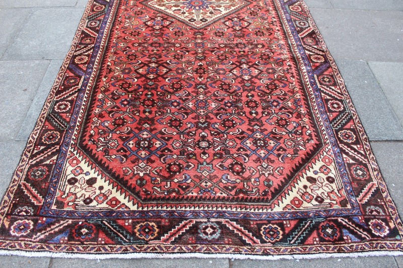 Vintage Hand Made Traditional Oriental Wool Red Large Long Rug 337x151cm gallery