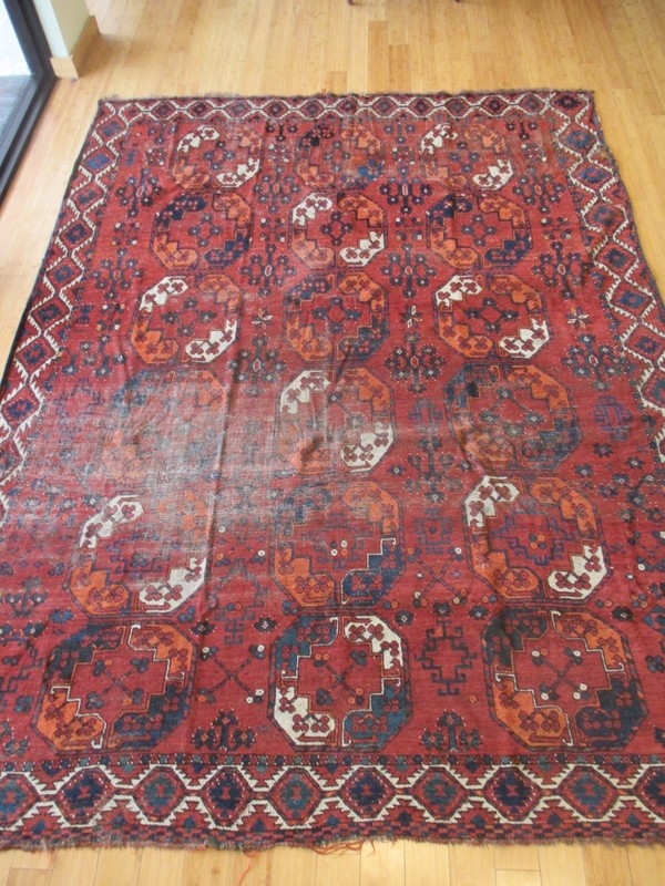 Antique 19thC Ersari Turkmen Main Rug 7.5 x 9.5 ft Rare Teal/Turquoise !! gallery