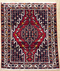 Vintage Mazlaghan Tribal Area Rug Hand Knotted Wool Oriental 5×6 Red Geometric