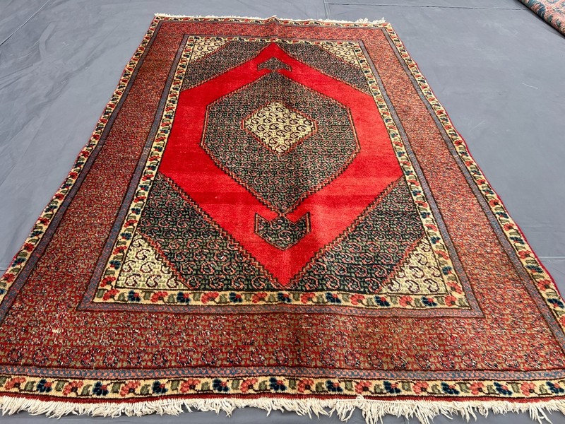 3'10x6'1 ft Caucasian Boteh Diamond Medallion Handknotted Wool Vintage Rug gallery