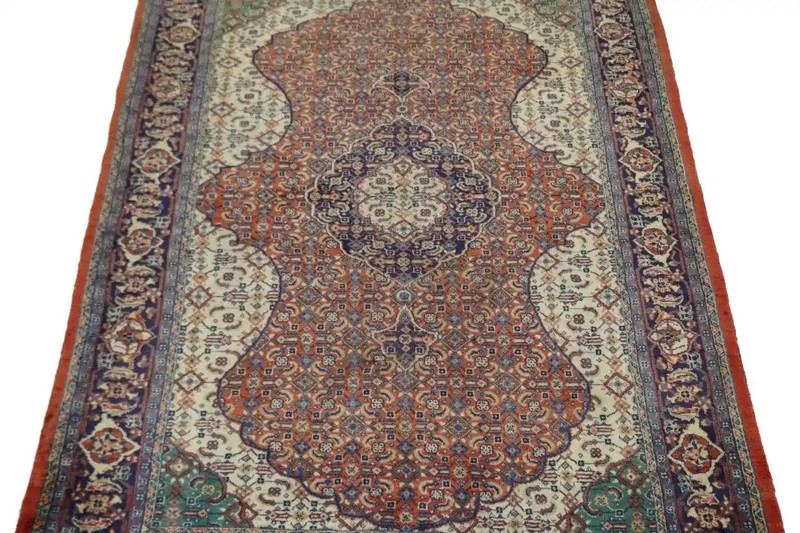 Decorative Orange Floral Geometric Design Oriental Wool Rug Carpet 4'5X6'7 ft gallery