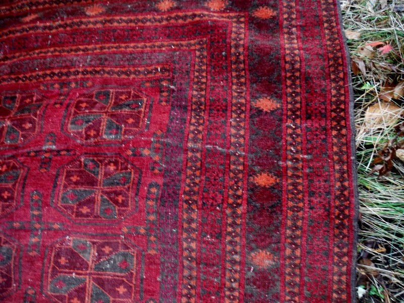 Antique Vintage Afghan Bokhara Deep Red Oriental Carpet 47" x 65" from Estate gallery
